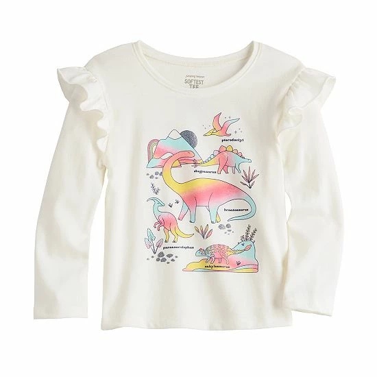 Toddler Girl Jumping Beans® Ruffle Shoulder Long Sleeve Tee Sunflower Ivory 3 Toddler Girl Jumping Beans® Ruffle Shoulder Long Sleeve Tee Sunflower Ivory - Image 3