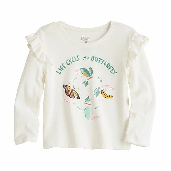 Toddler Girl Jumping Beans® Ruffle Shoulder Long Sleeve Tee Sunflower Ivory 4 Toddler Girl Jumping Beans® Ruffle Shoulder Long Sleeve Tee Sunflower Ivory - Image 4