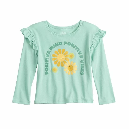 Toddler Girl Jumping Beans® Ruffle Shoulder Long Sleeve Tee Sunflower Ivory 6 Toddler Girl Jumping Beans® Ruffle Shoulder Long Sleeve Tee Sunflower Ivory - Image 6