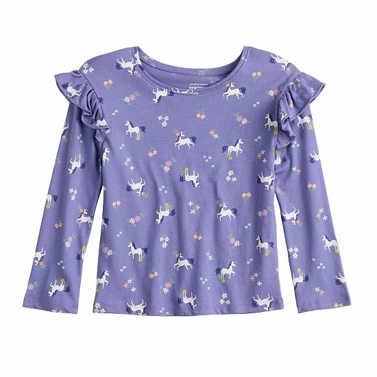 Toddler Girl Jumping Beans® Ruffle Shoulder Long Sleeve Tee Sunflower Ivory 7 Toddler Girl Jumping Beans® Ruffle Shoulder Long Sleeve Tee Sunflower Ivory - Image 7