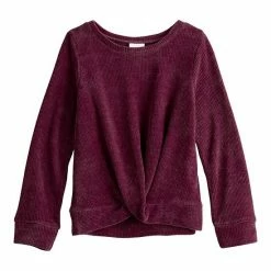 Girls 4-12 Jumping Beans® Twist Front Chenille Sweater Burgundy